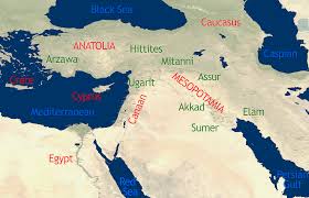 Map of the Ancient Near East showing Babylon, Judah, Mesopotamia and Egypt